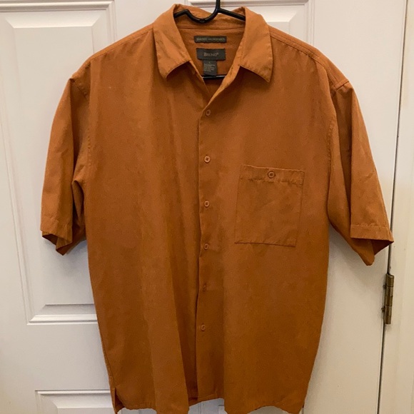 MENS Large suede microfiber Bruno short sleeve button down shirt - Picture 1 of 2